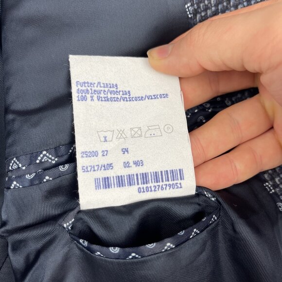 Baumler Mens Size 54 Wool Suit Jacket Tollegno 1900 Italy Blue Wool - Picture 16 of 16